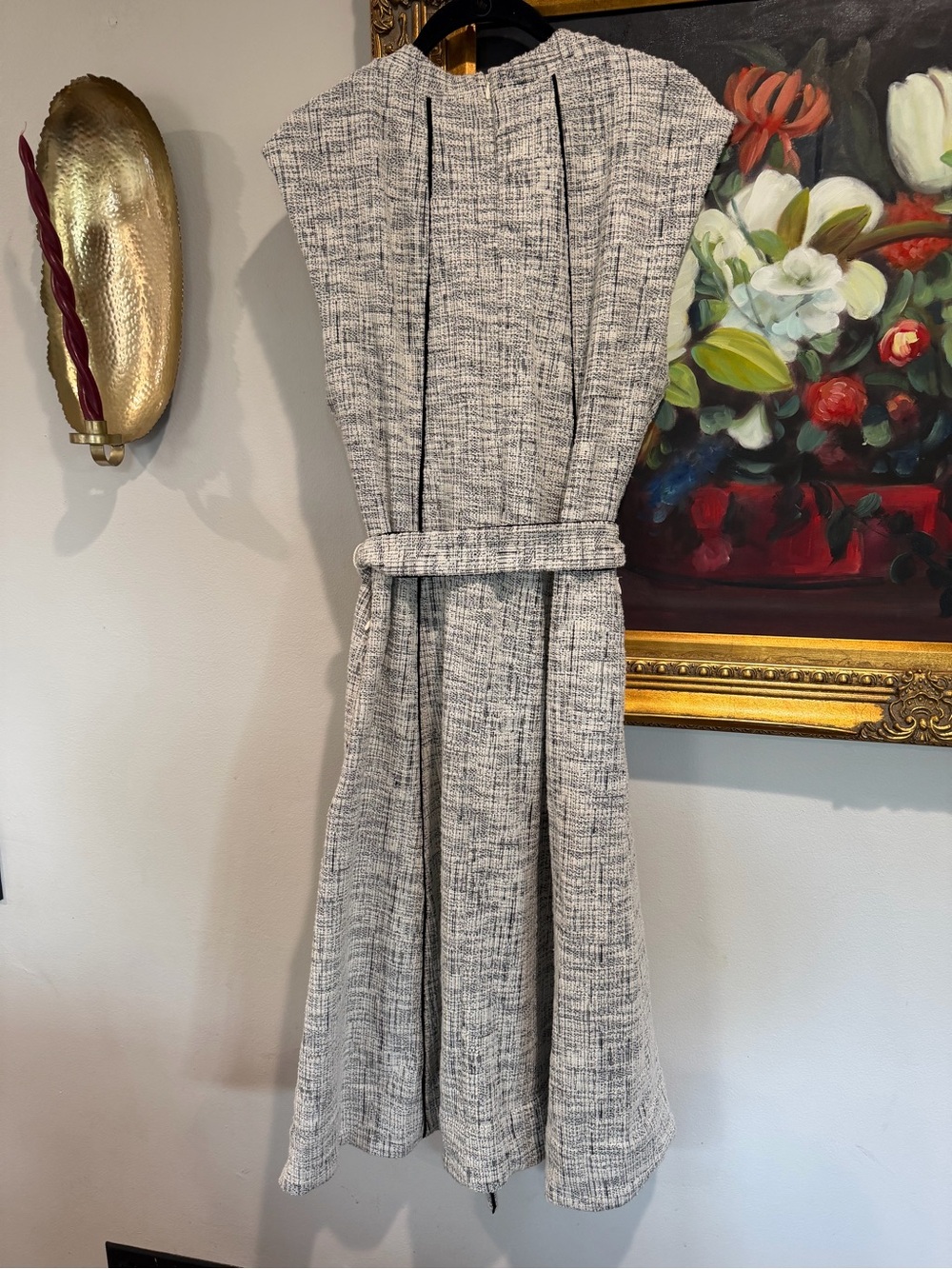 Halogen Black and Cream Tweed Textured Dress - Picture 3 of 4